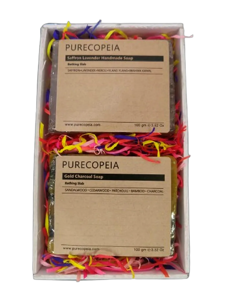 Two-piece boxed soap gift set, on a transparent studio-style background