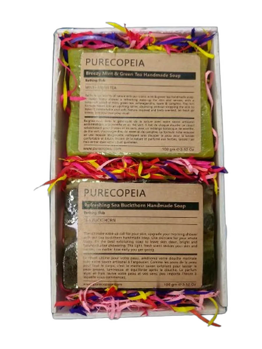Tall two-piece soap gift box, on a transparent studio-style background